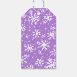 Etiquetas Para Regalos Copo de nieve blancos sobre lavanda púrpura