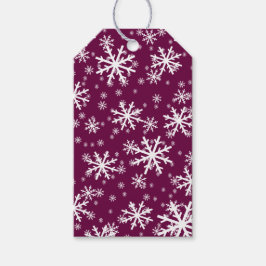 Etiquetas Para Regalos Copo de nieve blancos sobre púrpura de Tiro