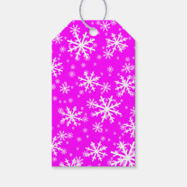 Etiquetas Para Regalos Copo de nieve blancos sobre rosa