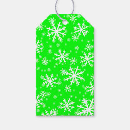 Etiquetas Para Regalos Copo de nieve blancos sobre verde lima