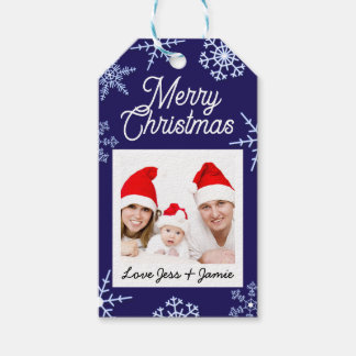 Etiquetas Para Regalos Copo de Nieve de Navidad con Foto Personalizada Az