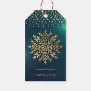 Etiquetas Para Regalos Copo de nieve dorado, Navidades de oro de la compa