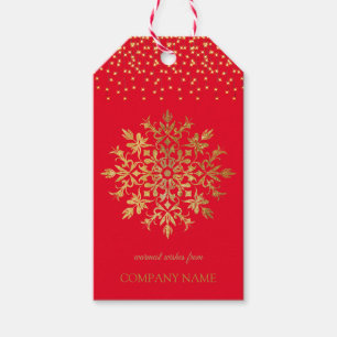 Etiquetas Para Regalos Copo de nieve dorado, Navidades Red Gold de la com