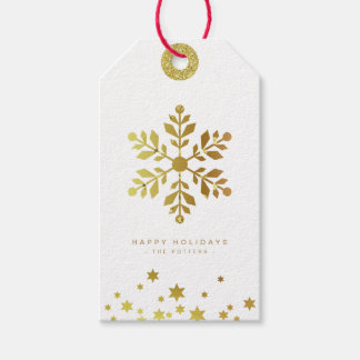 Etiquetas Para Regalos Copo de nieve | Navidades divertidos White & Gold
