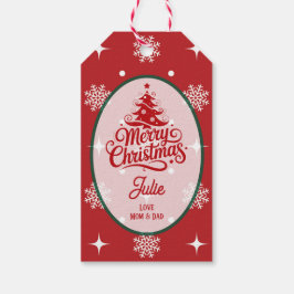Etiquetas Para Regalos Copos de Navidad Rojo Carmesí