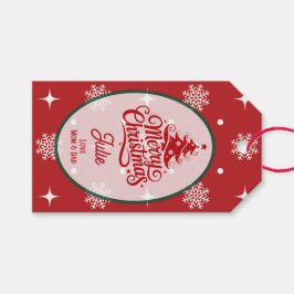 Etiquetas Para Regalos Copos de Navidad Rojo Carmesí