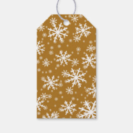 Etiquetas Para Regalos Copos de nieve blancos sobre dorado mate