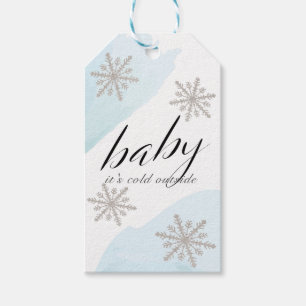 Etiquetas Para Regalos Copos de nieve Blue Baby It Frío Afuera Gracias