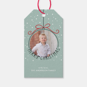 Etiquetas Para Regalos Copos de nieve en verde pastel Navidades fotográ
