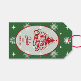 Etiquetas Para Regalos Copos de nieve Navidad Hunter Verde