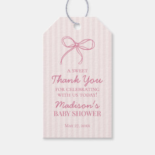 Etiquetas Para Regalos Coqueta rosa Bow Pastel Favor Baby Shower rayado