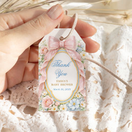 Etiquetas Para Regalos Coquette Bow Bloom Baby Shower Thank You
