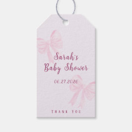Etiquetas Para Regalos Coquette Pink Bow Minimal Baby Shower Favor