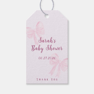 Etiquetas Para Regalos Coquette Pink Bow Minimal Baby Shower Favor