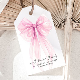 Etiquetas Para Regalos Coquette rosa Bow Watercolour Baby Shower