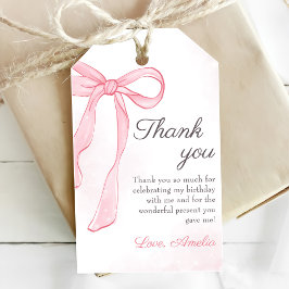 Etiquetas Para Regalos Coquette Watercolor Pink Cute Bow Cumpleaños