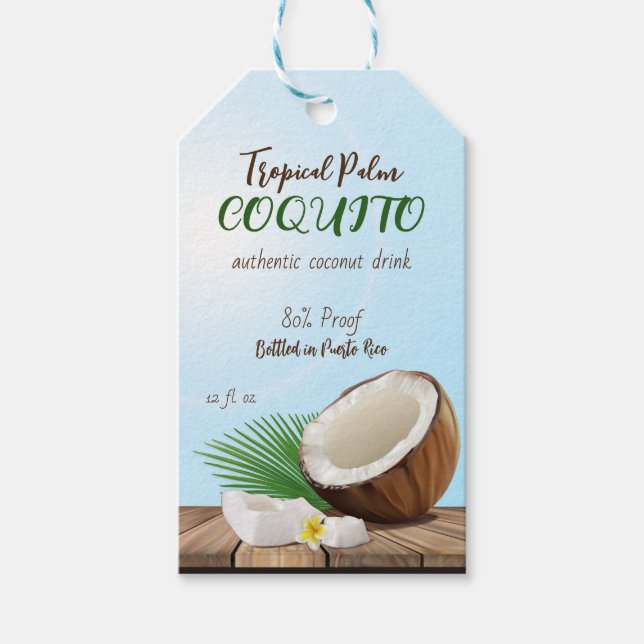 Etiquetas Para Regalos Coquito coco tropical (Anverso)
