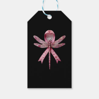 Etiquetas Para Regalos Cora Conciencia del Cáncer de Seno Corazón Libélul