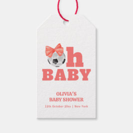 Etiquetas Para Regalos Coral Peach Oh Baby Bow Soccer Sport Baby Shower