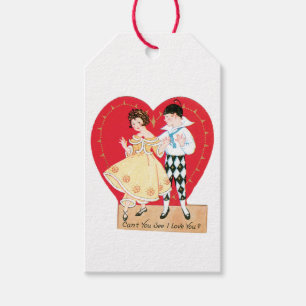 Etiquetas Para Regalos Corazón antiguo de la Pareja de San Valentín