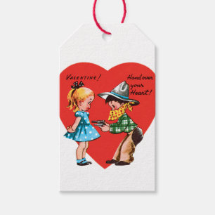 Etiquetas Para Regalos Corazón antiguo de la Pareja de San Valentín