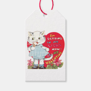 Etiquetas Para Regalos Corazón antiguo de San Valentín Gatito