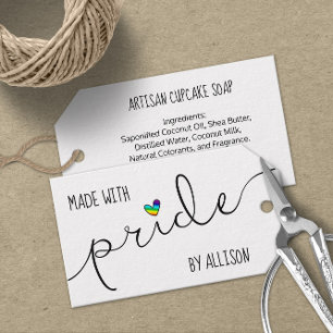 Etiquetas Para Regalos Corazón arcoiris hecho con orgullo artista LGBTQ