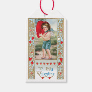 Etiquetas Para Regalos Corazón cupido de San Valentín antiguo