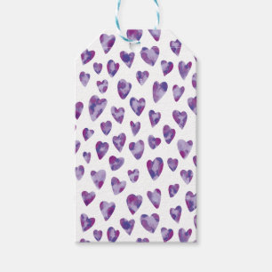 Etiquetas Para Regalos Corazón de Acuarela Púrpura