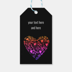 Etiquetas Para Regalos corazón de amor oscuro púrpura rosa