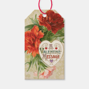 Etiquetas Para Regalos Corazón de Carnación de San Valentín antiguo
