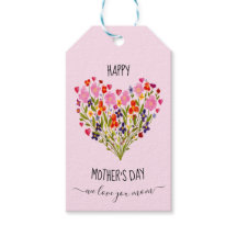 Corazón de flores acuarela "Feliz Día de la Madre"