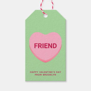 Etiquetas Para Regalos Corazón de la conversación de color rosa verde ami