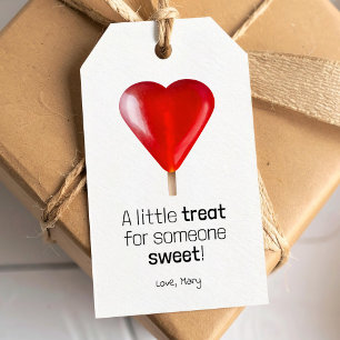 Etiquetas Para Regalos Corazón de piruleta rojo Día de San Valentín peque