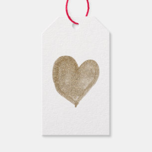 Etiquetas Para Regalos Corazón de purpurina dorada acuarela