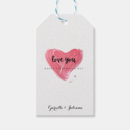 Etiquetas Para Regalos Corazón de Trazo de Pincel Rojo Día de San Valentí