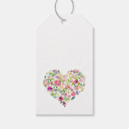 Etiquetas Para Regalos Corazón Floral Acuarela Amor NOMBRE Rosa Especial