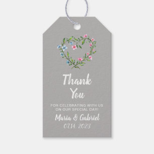 Etiquetas Para Regalos Corazón floral de flor. Elegante Boda Gracias Gif