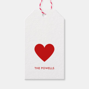 Etiquetas Para Regalos Corazón Moderno Lunares Rojos y Blancos Chic Perso