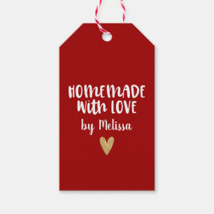 Etiquetas Para Regalos Corazón Rojo Personalizado Hecho en Casa con Amor
