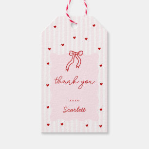 Etiquetas Para Regalos Corazón Rojo Raya Rosa Cumpleaños Corazoncito Dulc