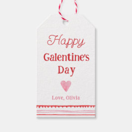 Etiquetas Para Regalos Corazón rosa y rojo Feliz día de Galentine 