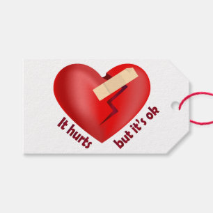 Etiquetas Para Regalos Corazón roto sanado con parche y cita de vida