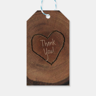 Etiquetas Para Regalos Corazón Tallado en Madera de Corteza de Árbol Favo