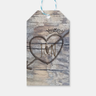 Etiquetas Para Regalos Corazón Tallado & Favor de Boda Pájaros del Amor e