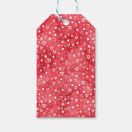 Etiquetas Para Regalos Corazones blancos sobre fondo rojo salpicado