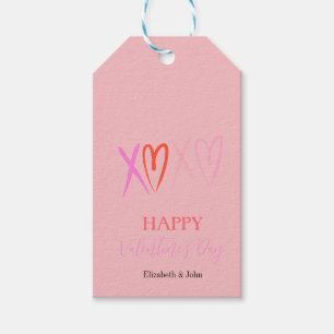 Etiquetas Para Regalos Corazones Coloridos "XOXO" Día de San Valentín