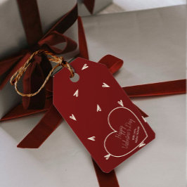 Etiquetas Para Regalos Corazones de Crema sobre Burdeos - San Valentín Mi