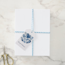 Etiquetas Para Regalos Corazones de Delft Blue San Valentín Notas de Amor
