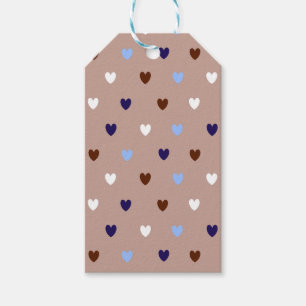 Etiquetas Para Regalos Corazones de polka de color marrón pálido